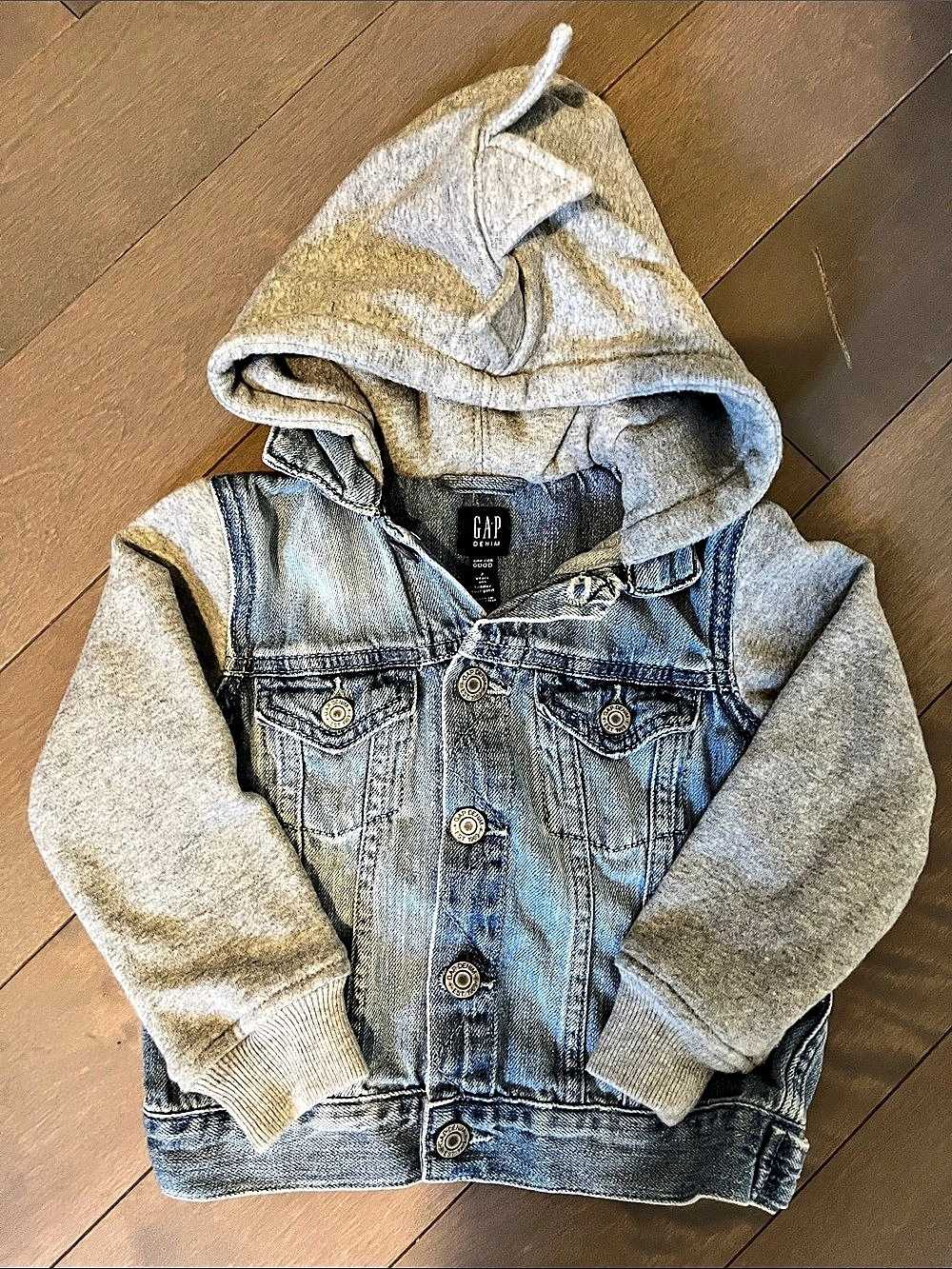 GAP Denim Hoodie Jacket Blue & Gray boys 2T